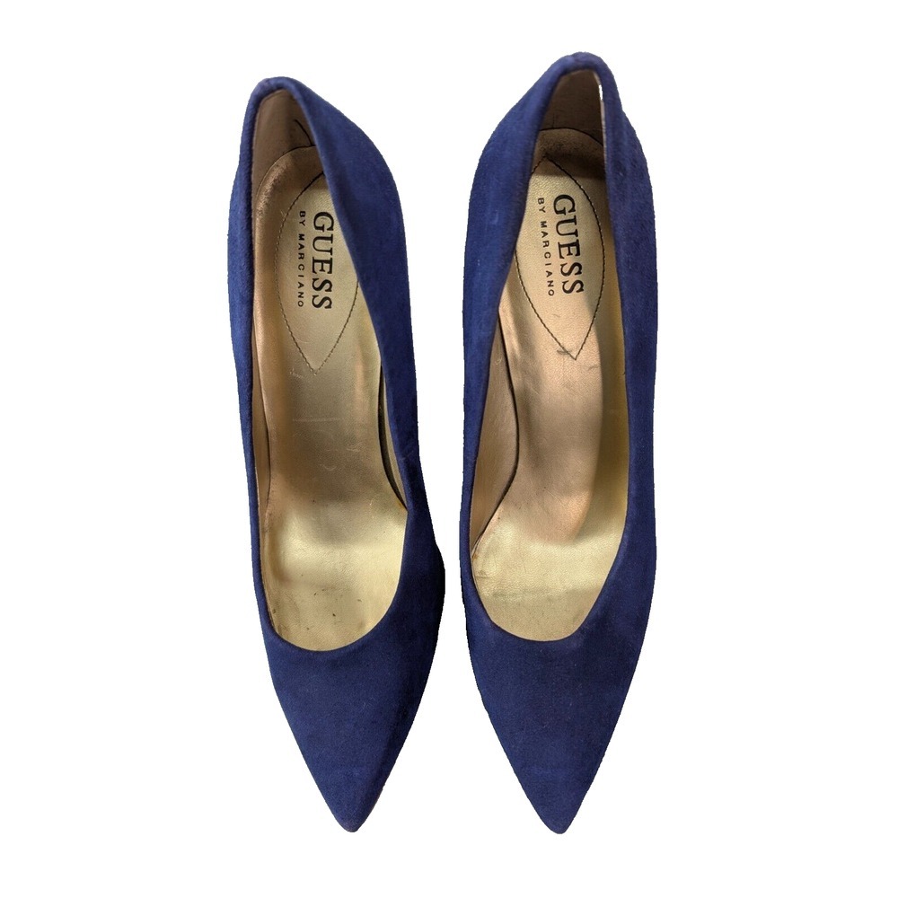 Guess By Marciano Blue Leather Suede Point Toe Stiletto Pump Heels Size 9M